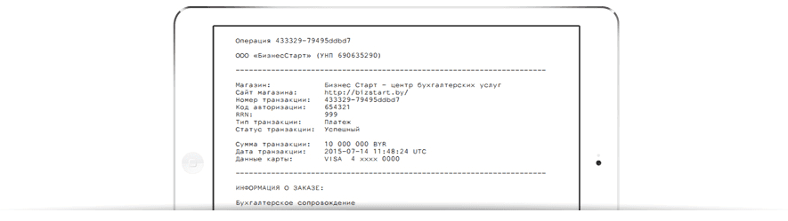 Чек БизнесСтарт в iPad